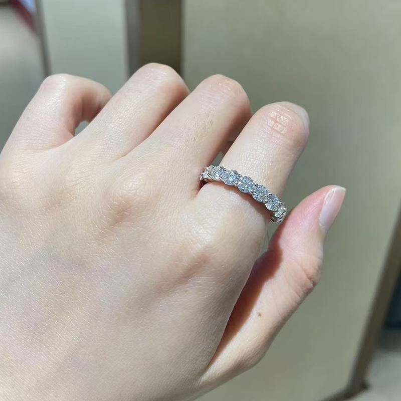 4.0mm lined S925 silver plated platinum women's ring custom selection, accessory stone moissanite diamond 5.1ct